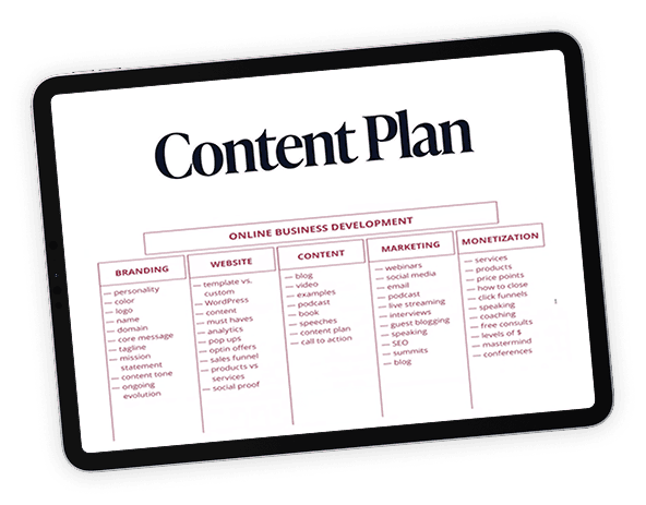 Visual mockup of the Bestseller Book Launch Blueprint course content plan by Amber Vilhauer